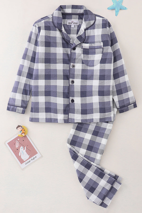 Blue Checked Kids' Pyjama Set