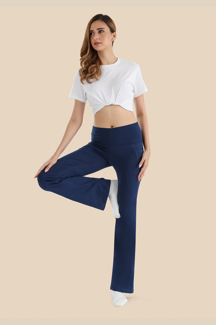 Nite Flite Teal Cotton Mid Rise Yoga Pants