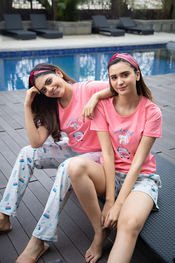 Buy Nite Flite Flamingo Fun Turquoise Top and Pyjama (Set of 2) online