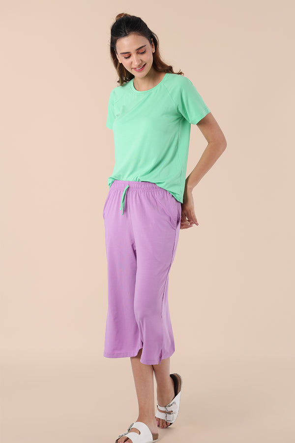 Insanely Soft Colourblock TENCEL™ Modal Culotte Set - Glam Green + Luscious Lilac
