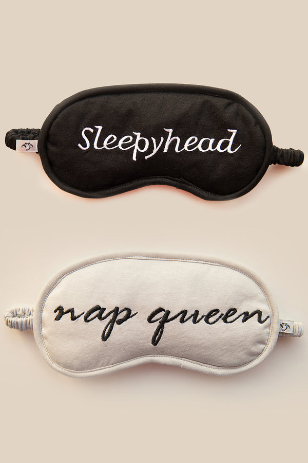 Sleep Masks Pack of 2 - Sleepyhead & Nap Queen