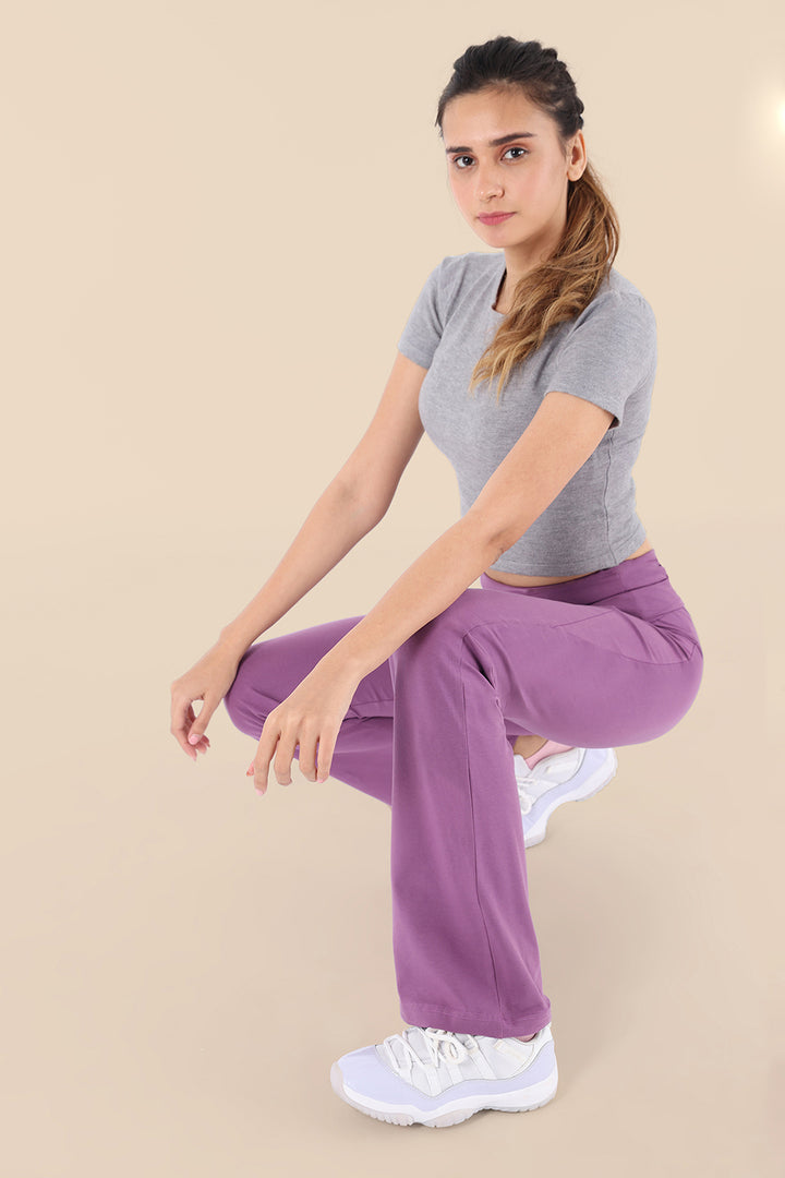 Buy Nite Flite Wine Cotton Mid Rise Yoga Pants for Women Online