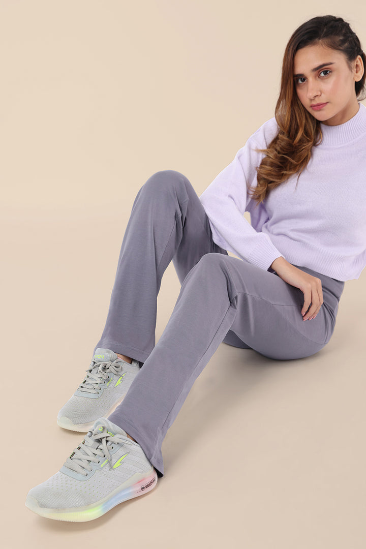 Buy Nite Flite Purple Cotton Mid Rise Yoga Pants for Women Online